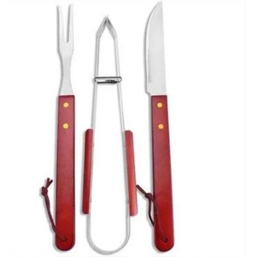 Imagem de Kit Para Churrasco Kehome Com 3 Peças Garfo + Faca + Pinça - KE HOME