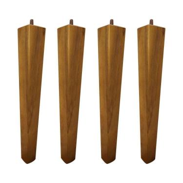 Imagem de Kit 4 Pés Palito Quadrado Madeira 30Cm Para Poltrona Mesa Lateral Puff Mel G75 - Gran Belo