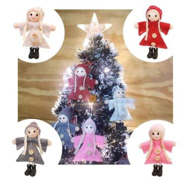 Imagem de Kit 4 Bonecas Anjo Tranças Feltro Decoração Enfeite de Natal - MultiA