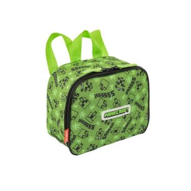 Imagem de Lancheira Térmica Minecraft Creeper Infantil Meninos Escolar, Verde