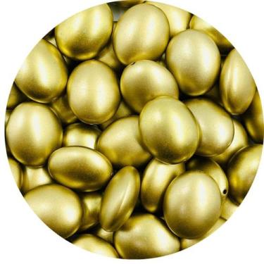 Imagem de Miçanga Passante Oval 20x24mm Chato Dourado 10pçs 30g - Macall