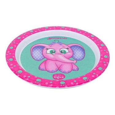 Imagem de Prato Raso Infantil Refeição Bebê Crianças - Boom , Rosa