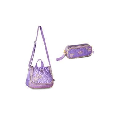 Imagem de Kit Escolar Meninas Princess Lilás Lancheira + Estojo Duplo - Clio