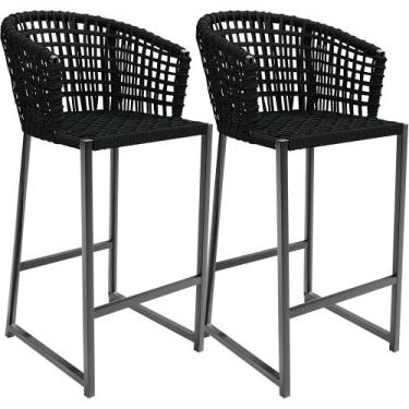 Imagem de Kit 02 Banqueta Para Área Gourmet Cozinha Varanda Corda Náutica Porto 