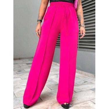 Imagem de Calça Feminina Pantalona Cintura Alta Elástico Cordão Social - estacao