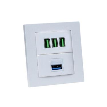 Imagem de Espelho Duplo Reto 3 USB 5.2A 1 USB Dados - CONNECT CAIXA TOMADA, Bran