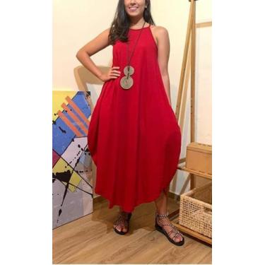 Imagem de Vestido saruel barra arredondado - Reginaconfeccao, Vermelho, M