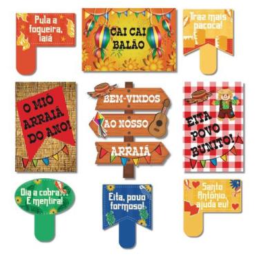 Imagem de Kit Placas Festa Junina Frases Arraia Bem Vindos 9 pçs - Art Print