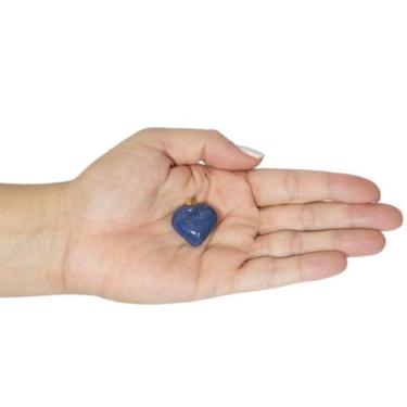 Imagem de PINGENTE MINI CORAÇÃO QUARTZO AZUL - (1,5 a 3)cm - BANHO DE OURO - GOM