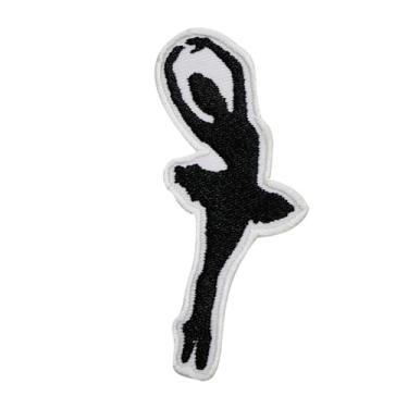Imagem de Patch de silhueta de bailarina dançarina, remendo de dança de balé, remendo de balé, remendo infantil bordado ferro na costura em emblema para roupas etc. 9 x 4,5 cm