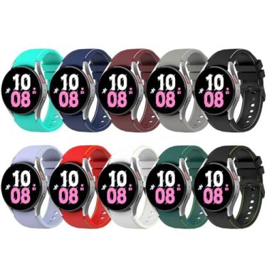 Imagem de Pulseira de silicone compatível com Galaxy Watch 6 classic de 43 mm e 47 mm/Watch 4 classic de 42 mm e 46 mm, pulseira de silicone de 20 mm de largura para Samsung Galaxy Watch 6/5/4 40 de 44 mm/Watch