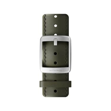 Imagem de Withings Pulseiras de couro para ScanWatch, verde cáqui e prata, 20 mm