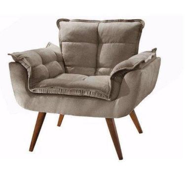 Imagem de Cadeira Decorativa Opala Consultório Suede Bege Escuro - Kimi Design