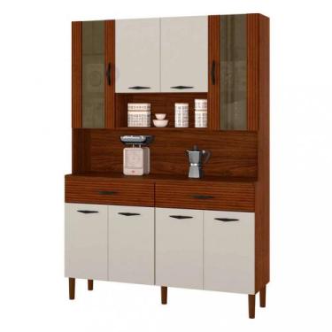 Imagem de Cozinha Compacta Golden 8 Portas Kits Paraná, NOGUEIRA/OFF WHITE/RIPAD