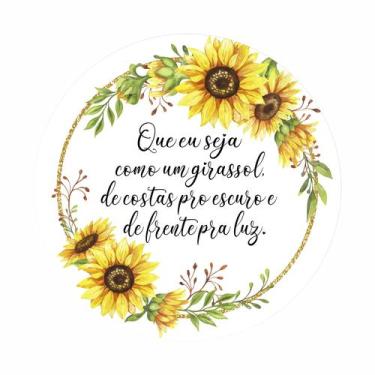 Imagem de Painel de Tecido Sublimado Redondo Girassóis Flores Aquarela Frase Gli