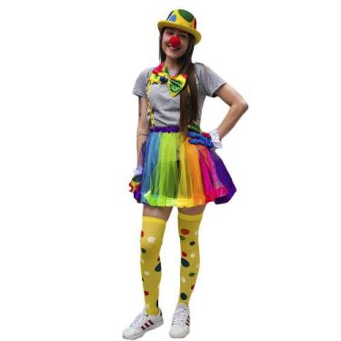 Imagem de Fantasia de Palhaça Colorida - 7 Itens - Extra Festas