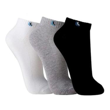 Imagem de Kit 3 Pares Meia Curta Cano Curto Lupo Algodão Sport 3225, 33/36, Bran