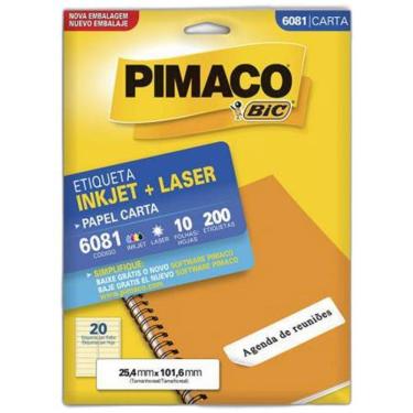 Imagem de Etiqueta Laser Tac Ref. 6081 Pimaco 200 Unid. 25.4x101.6mm