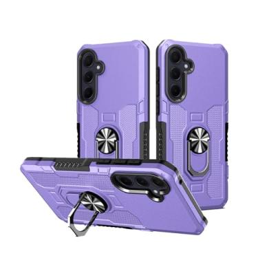 Imagem de EUAGVQY Capa para Samsung A55 Galaxy A55, capa de telefone resistente com suporte magnético giratório e proteção para câmera, capa protetora para celular para Samsung Galaxy A55, roxa