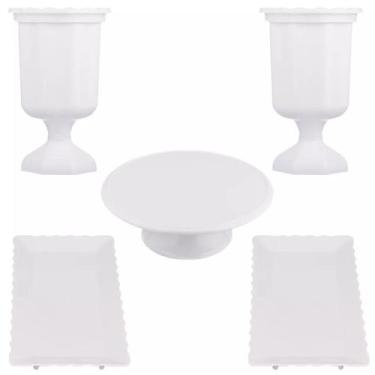 Imagem de Kit Festa 5 Peças, Vaso + Boleira + Bandeja Decoração Doces - Magno fe