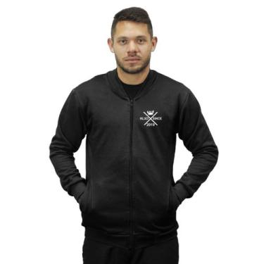 Imagem de Jaqueta de Moletom Relaxado Com Ziper Sem Capuz Masculina, Preto, M