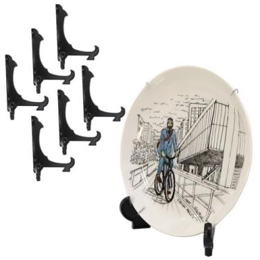 Imagem de Kit 6 Peças Suporte Para Pratos e Azulejos Preto 15cm - AC