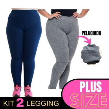 Imagem de 2 Calça Leg Plus Size Forrada Flanelada Feminina G1 Ao G8 - Fasciniun 