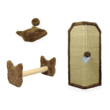 Imagem de Arranhador Gato Proteção Canto de Sofás Base Interno Brinquedo Bolinha