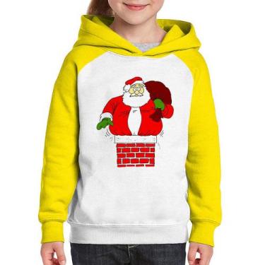 Imagem de Moletom Infantil Papai Noel Chaminé - Foca na Moda, Branco, Amarelo, 4
