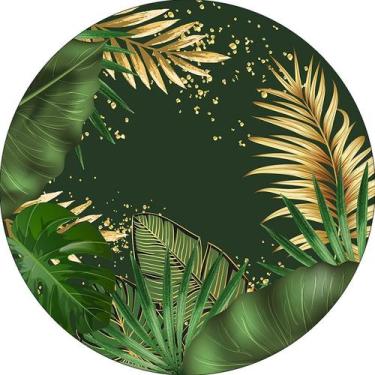 Imagem de Painel De Festa Redondo 1,50x1,50 - Tropical Chique Verde com Dourado 