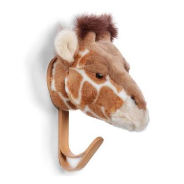 Imagem de Cabide de Madeira com Cabeça de Pelúcia   Girafa  Wild & Soft