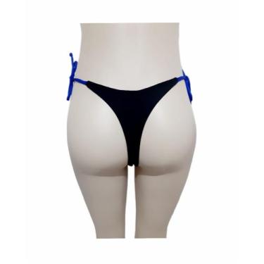 Imagem de Biquíni calcinha preto com azul avulsa fio dental duas cores - RAYS MO