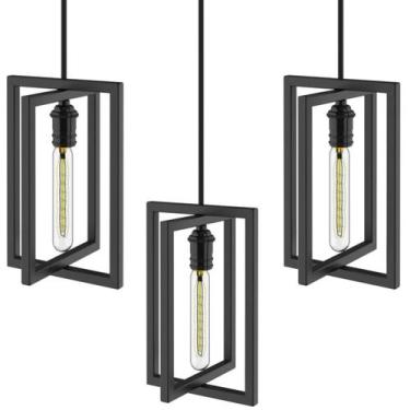 Imagem de Kit 3 Pendentes Moderna Industrial Luminária Teto Preto SF - Shopforte