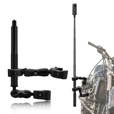 Imagem de Kit de montagem de motocicleta com bastão de selfie invisível de 119 cm compatível com Insta 360 X5 X4 X3 X2 X ONE RS R GO 3 Heavy Duty Double Clamp Camera Bike ATV RV Kit de montagem compatível com