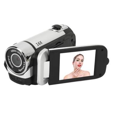 Imagem de Câmera Digital para Fotografia e Vídeo, D90 1080P Câmera Digital de 16 MP Filmadora Com Tela Giratória de 2,4 Polegadas Gravador de Vídeo HD Com Zoom de 16X Com Luz de (Prata)
