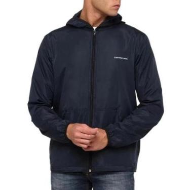 Imagem de Jaqueta Calvin Klein Jeans Masculina Corta Vento Maxi Logo Azul Marinho-Masculino