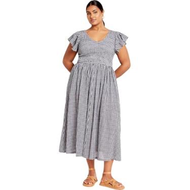 Imagem de City Chic Vestido feminino xadrez Chelsea, Xadrez azul-marinho, 50