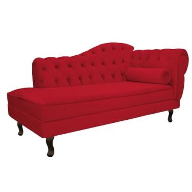 Imagem de Divã Recamier Sofá Juliana 140cm Lado Esquerdo Suede Vermelho - AM Decor