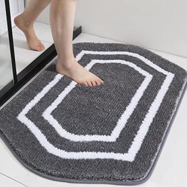 Imagem de COSY HOMEER Tapetes de banho extra grossos - tapetes de banho antiderrapantes pelúcia macia 100% forte Mirco Polyeste tapete sala de estar tapete de banheiro piso absorvente de água (cinza, 61 x 91 cm)