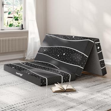 Imagem de Sweetnight Colchão triplo – Colchão dobrável de espuma de camada dupla de 10 cm | Capa de fibra superfina de 500 g removível e lavável | Adequado para acampamento, trailer e uso doméstico (completo)