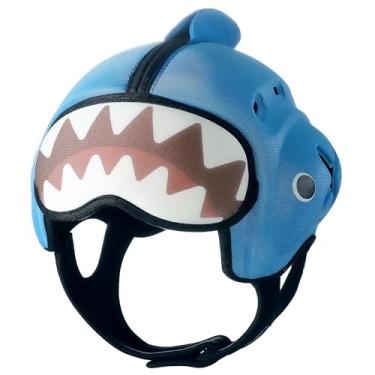 Imagem de Capacete de segurança para bebês para andar engatinhando - Capacete de bebê Mambobaby ajustável, protetor de cabeça de bebê respirável, macio, proteção de cabeça para crianças de 6 a 24 meses, tubarão