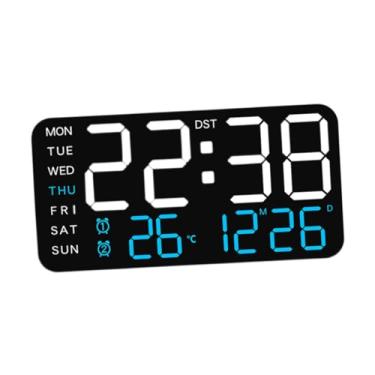Imagem de FLCPJGV Despertador digital relógios elétricos duas configurações de alarme led relógios parede para o quarto desktop casa festival sala estar, White W Blue Light