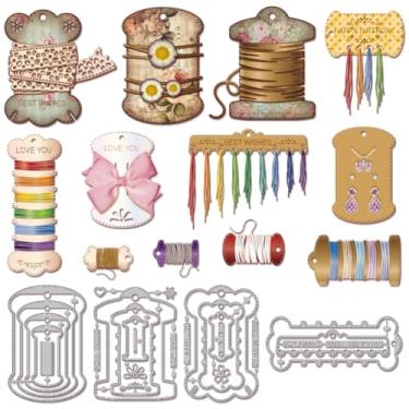 Imagem de GLOBLELAND Matrizes de corte de carretel de linha aninhada para fazer cartões, bobina de fio dental, ferramenta de costura, matrizes de corte para scrapbook, diário, papel em relevo, decoração de