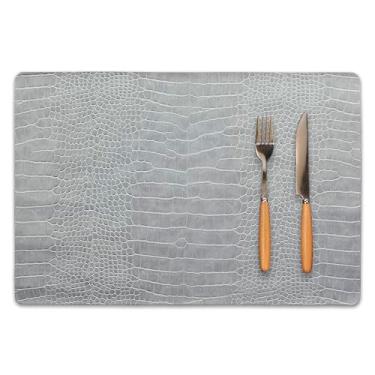 Imagem de Conjunto de 8 jogos americanos de couro sintético, tapetes de mesa de poliuretano, impermeável, resistente a manchas, resistente ao calor, fácil de limpar para mesa de jantar de cozinha, mesa de