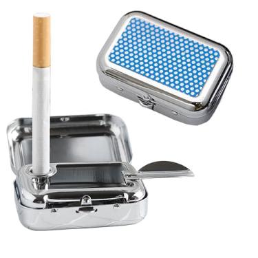 Imagem de Cinzeiro portátil atualizado, cinzeiro de bolso VOVCIG Cinzeiro à prova de vento com tampa Cinzeiro de carro de aço inoxidável para charutos de carro ao ar livre (azul atualizado)