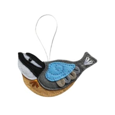 Imagem de UGPLM Ornamento de Feltro em Forma de Pássaro para Natal, Cinza