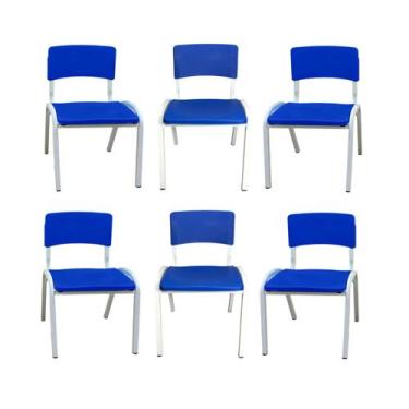 Imagem de Kit 6 Cadeira Iso Infantil Azul Escolar e Creche  - ECOMHOME