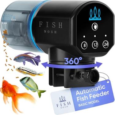 Imagem de FISHNOSH Alimentador automático de peixes para aquário - Nova geração 2025, dispensador automático de alimentos com temporizador para tanques pequenos, grandes aquários e lagoas, modelo-ML (preto,