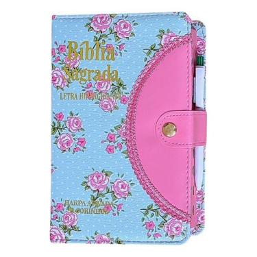 Imagem de Bíblia Sagrada Com Harpa Letra Hiper Gigante Botão FloralFeminina - CP