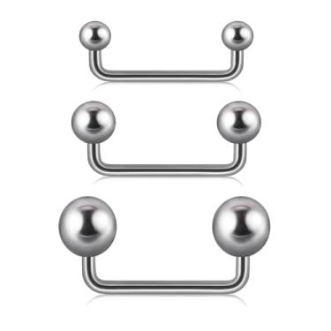 Imagem de Niaspi 3 peças 16G barra dupla de piercing de superfície G23 titânio 8-14 mm barra de superfície roscada internamente joia piercing de superfície, 8mm, Titânio, Sem Pedra Preciosa